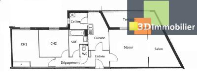 LONS-LE-SAUNIER centre, à vendre appartement T4 avec garage et terrasse dans quartier résidentiel., 