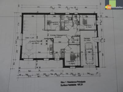 DOLE (39 Jura) Brevans, à vendre maison 3 chambres, plain pied, garage, terrasse sur 575 m² clos., 