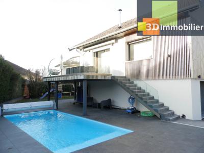 LONS-LE-SAUNIER périphérie (39), À VENDRE MAISON RÉNOVÉE 133 m², piscine, terrain, PISCINE CREUSÉE