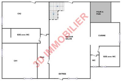 Secteur Chaussin (39 JURA), vends une maison rénovée et un corps de ferme sur 54 656 m² de terrain., PLAN RDC