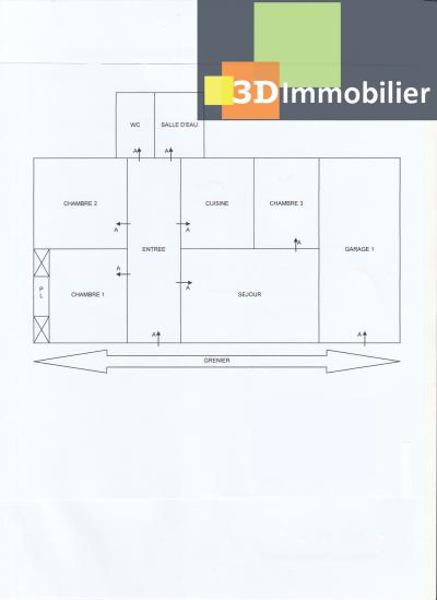 À VENDRE FLACEY EN BRESSE (71580), VENDS MAISON PLAIN-PIED 74.70 M², TERRAIN  3415 M², PLAN