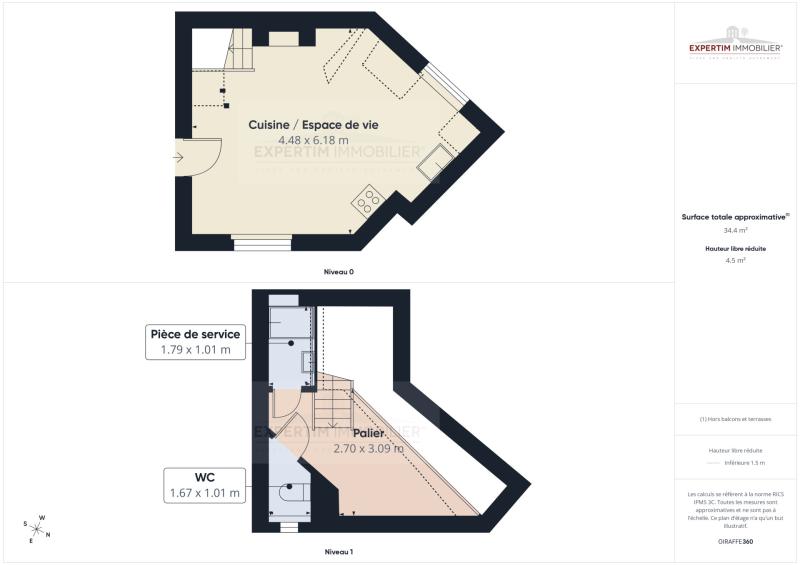 NOTRE DAME, DUPLEX DANS L'ANCIEN DE 29M² EN DERNIER ETAGE A VENDRE LOUE