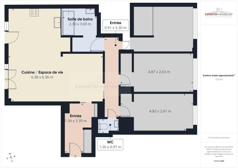 NOTRE DAME, 4P DE 87M² DE 3CH AVEC BALCON PLEIN SUD